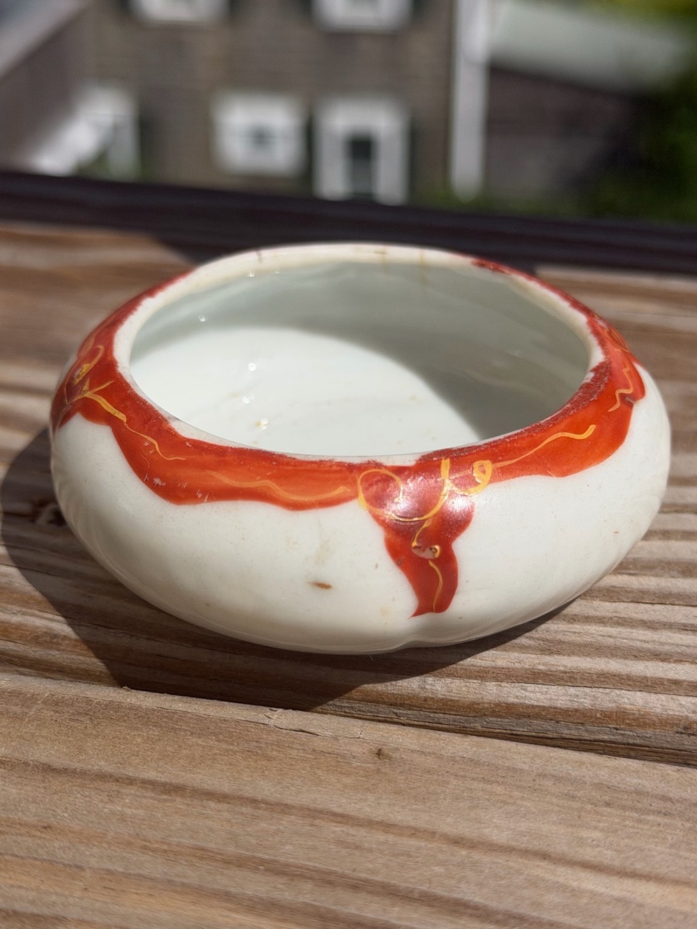 Antique Chinese Qing Red Glaze Water Pot, Porcelain Scholar’s Brush Washer